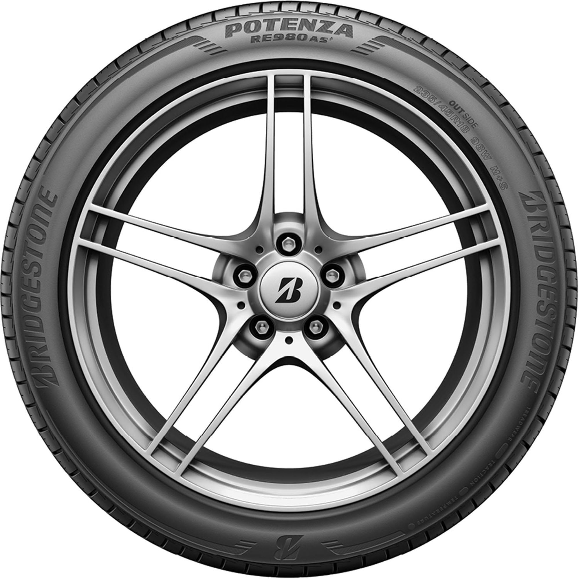 Bridgestone Potenza RE980AS+ Performance 225/45R19 96W XL Passenger Tire Bridgestone