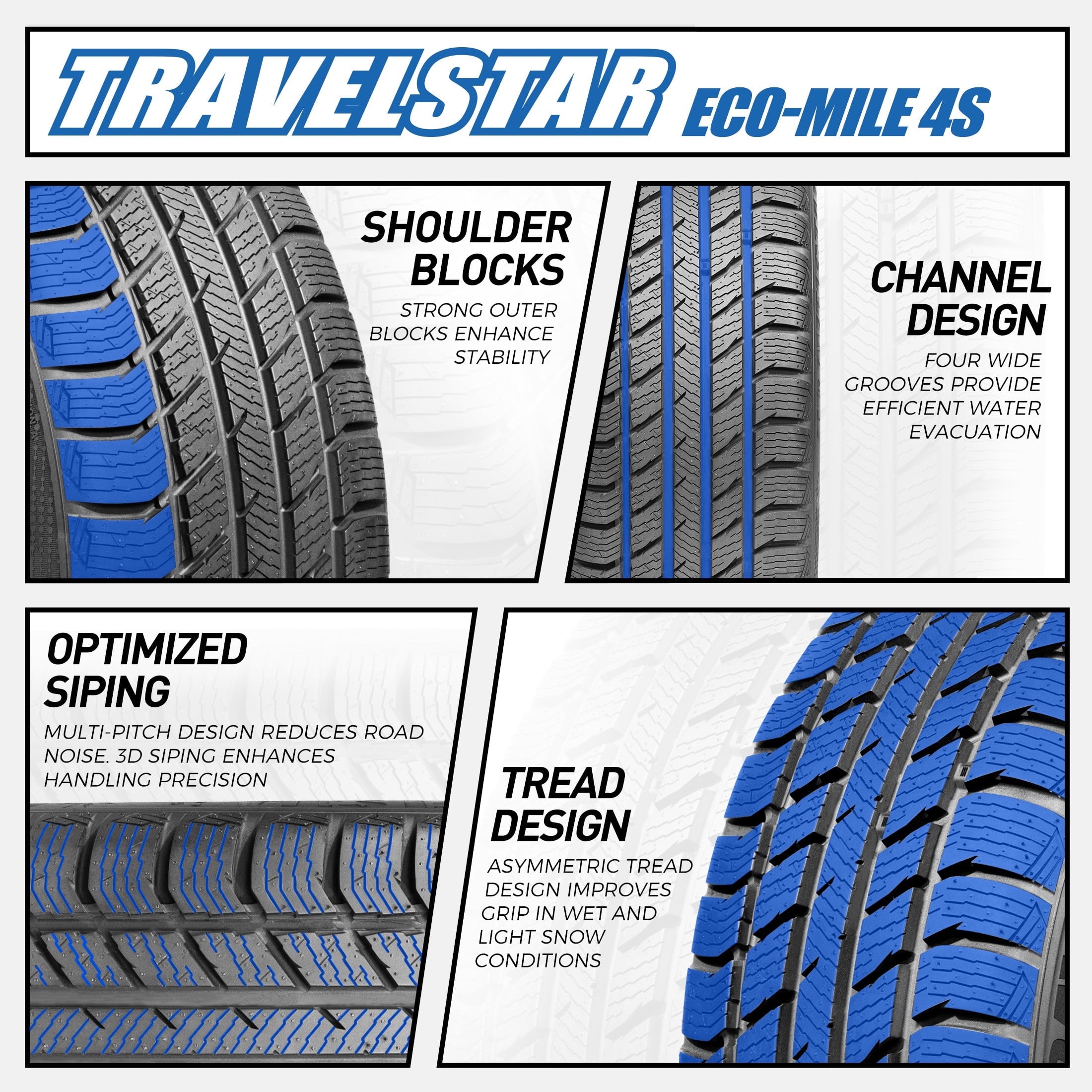 Travelstar ECO-MILE 4S All Weather 205/60R16 92H Passenger Tires 205/60/16 (Tire Only) Travelstar
