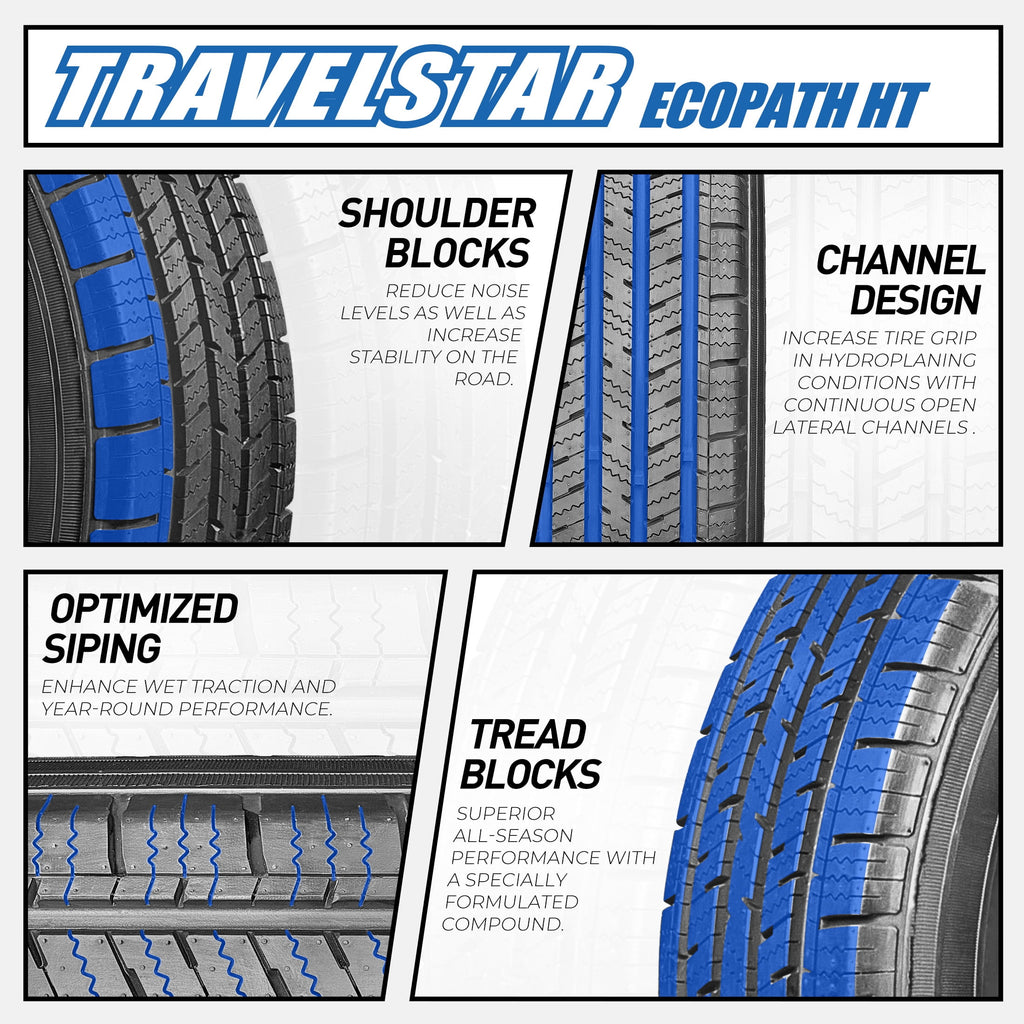 Travelstar Ecopath HT LT225/75R16 LT225/75/16 10 Ply Load Range E 115/112S Highway Light Truck Tire (No Wheels) Travelstar