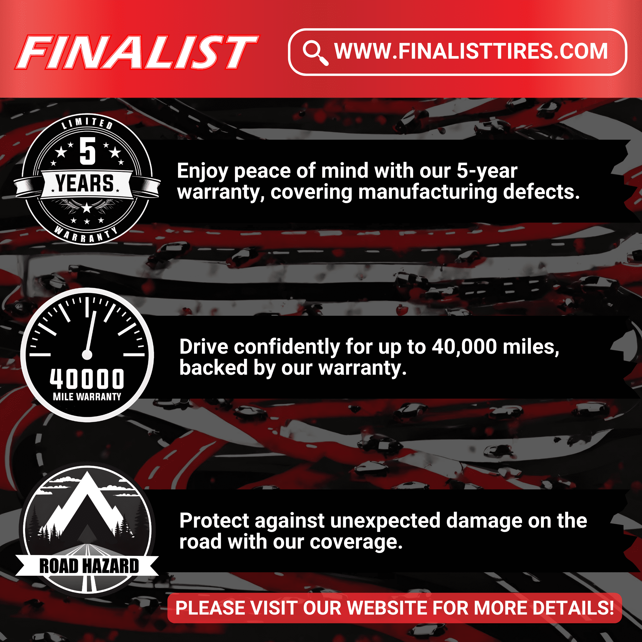Finalist UN108 All Season 235/50R18 97W High Performance Passenger Tire 235/50/18 (Tire Only) Finalist