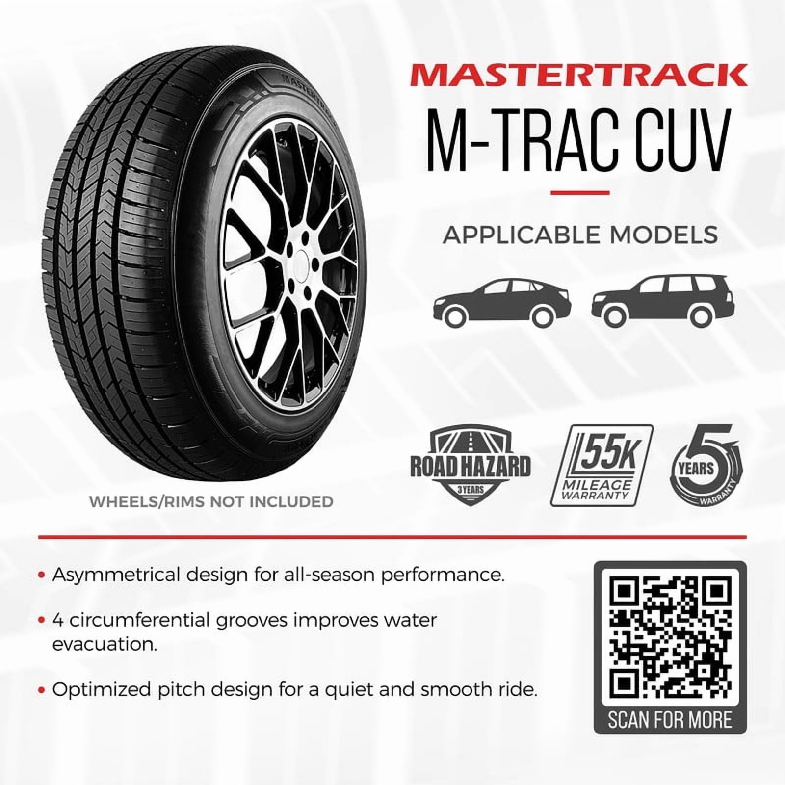 Mastertrack M-TRAC CUV All Season 225/55R18 98V Crossover CUV/SUV Tire 225/55/18(Tire Only) Mastertrack