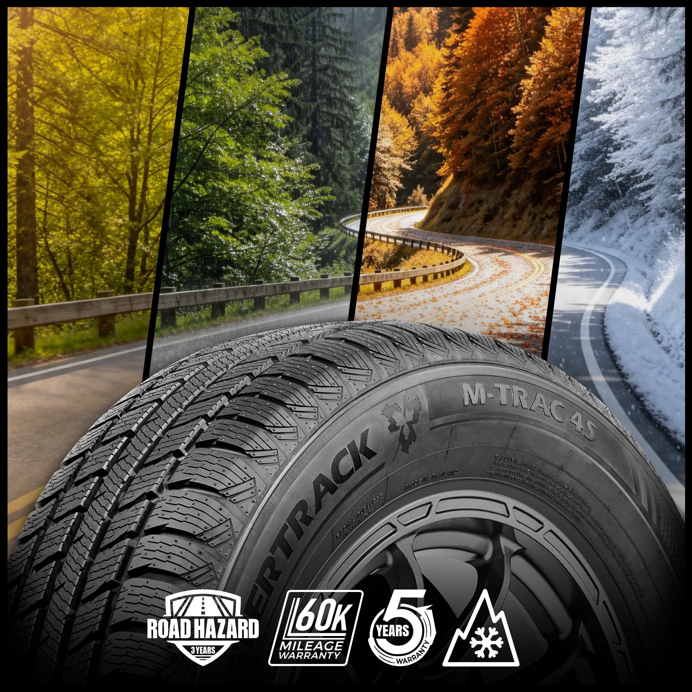 Mastertrack M-TRAC 4S All Weather Tour 195/60R15 92H XL Passenger Tires 195/60R/15 (Tire Only) Mastertrack