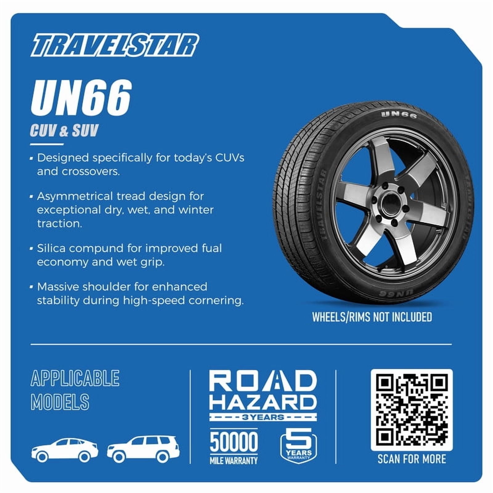 Travelstar UN66 255/65R18 255/65/18 111H High Performance All Season Crossover CUV/SUV Tire(No Rim) Travelstar