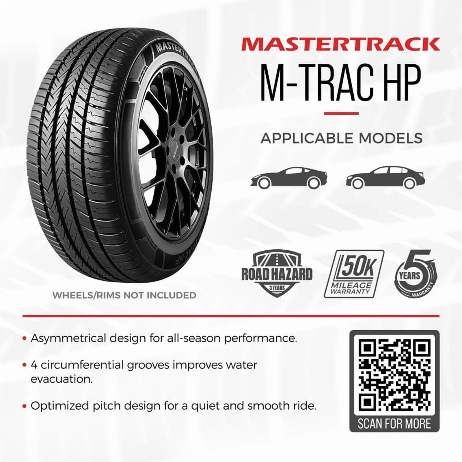 Mastertrack M-TRAC HP Performance 235/45ZR18 94W High Performance All Season Passenger Tire 235/45/18 (Tire Only) Mastertrack