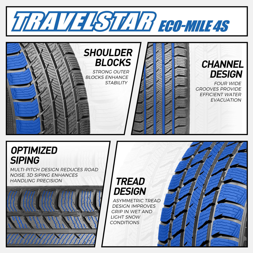 Travelstar Eco-Mile 4S 245/60R18 105V All Weather Crossover CUV/SUV Tire 245/60/18(Tire Only) Travelstar